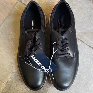 Lands' End Men's Black Leather Derby Lace-Up Shoes